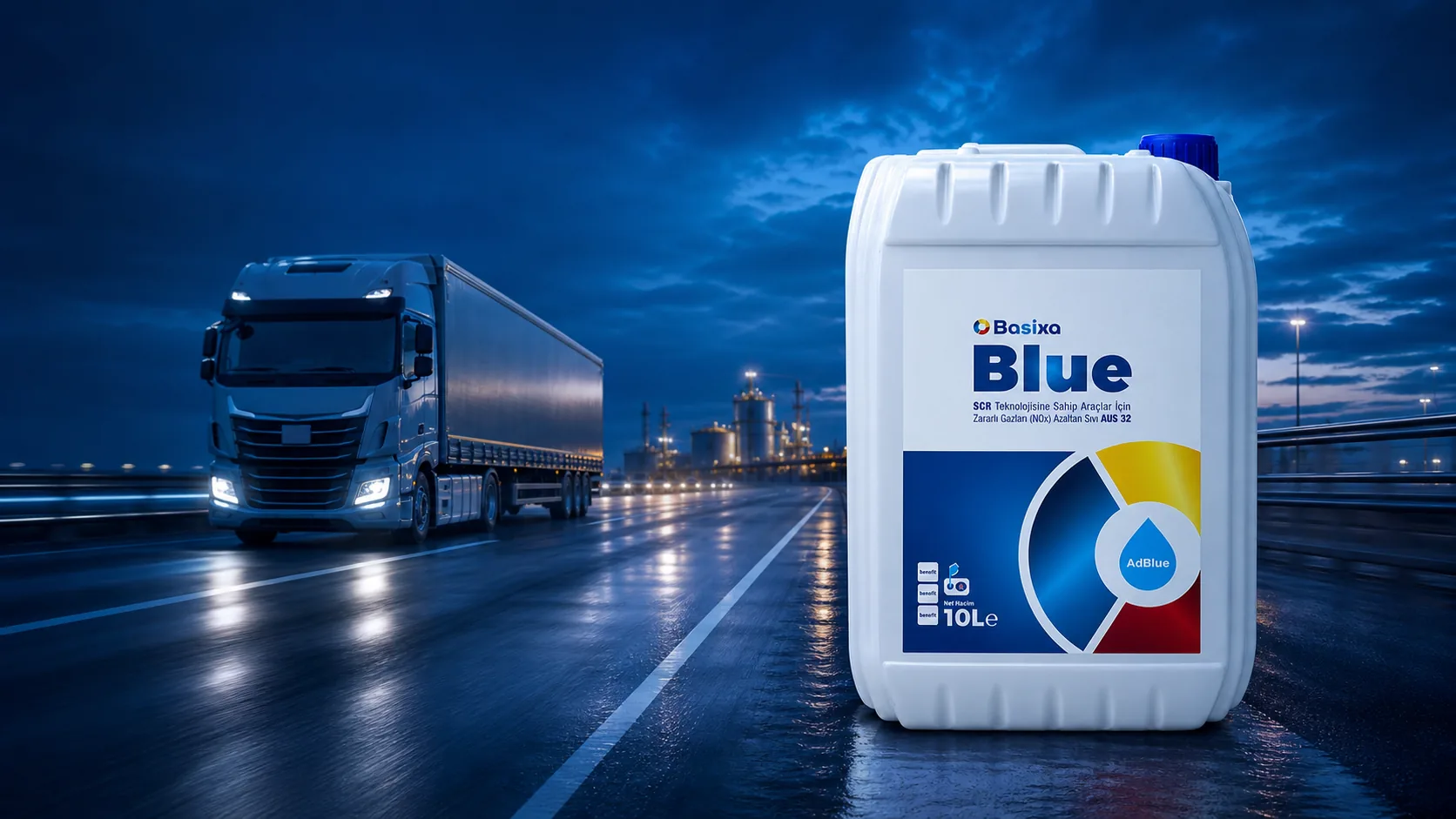 Basixa AdBlue AUS 32 ürünü ve lojistik filosu